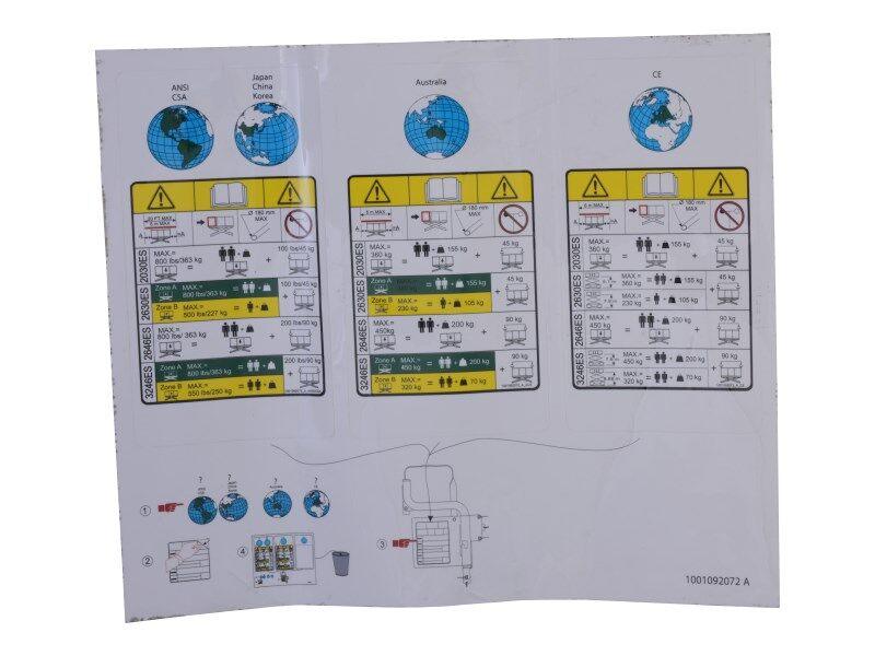 1001092072 Pipe Rack Capacity Kit Decal | JLG