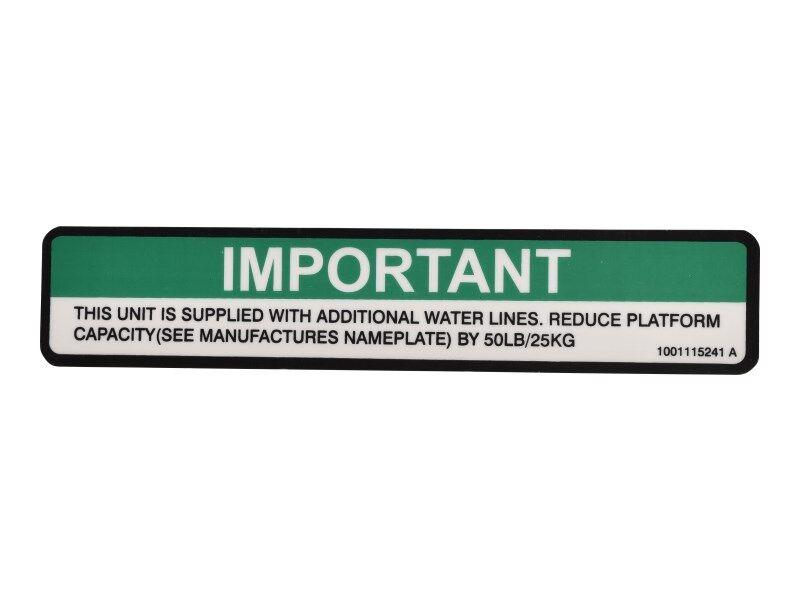 1001115241 Water Line Cap Reduction Decal | JLG