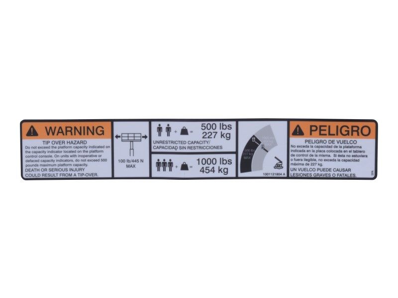 1001121804 Warning Dual Cap. Decal | JLG