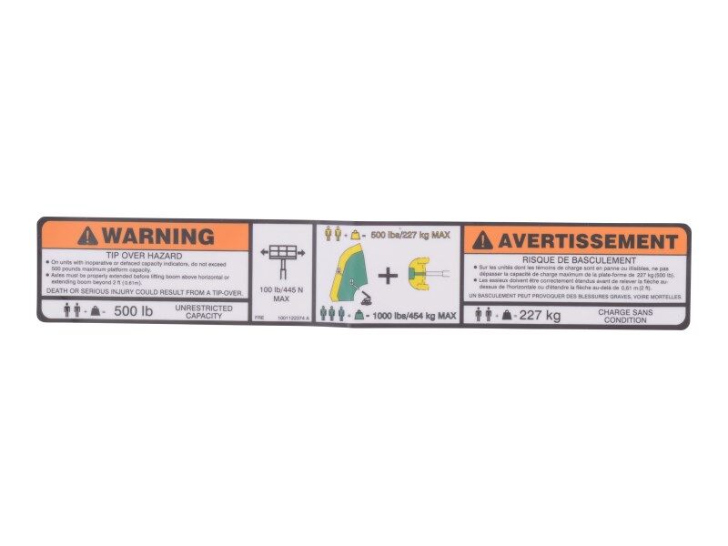 1001122374 Warning Dual Cap. Decal | JLG