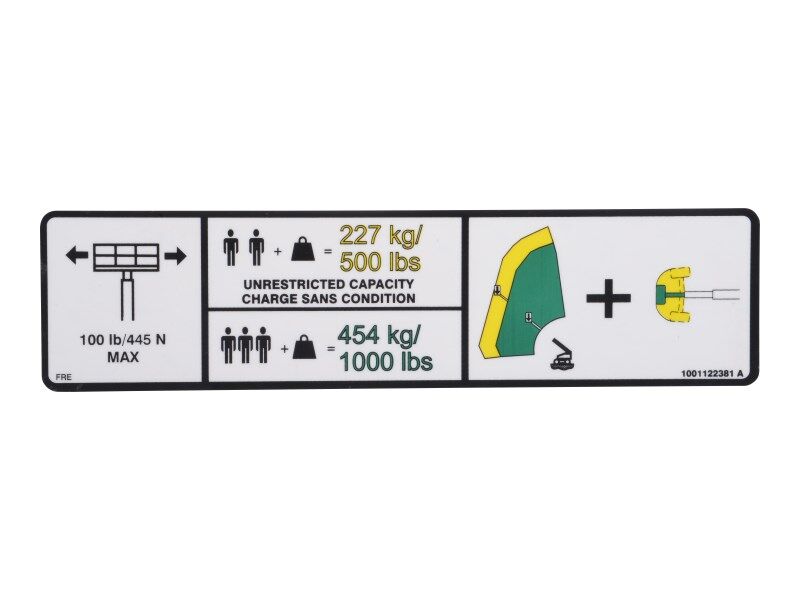 1001122381 Warning Dual Cap. Decal | JLG