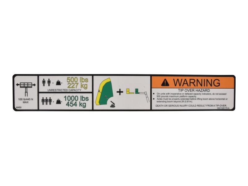 1001125175 Dual Capacity (Ansi) (Plf) Decal | JLG