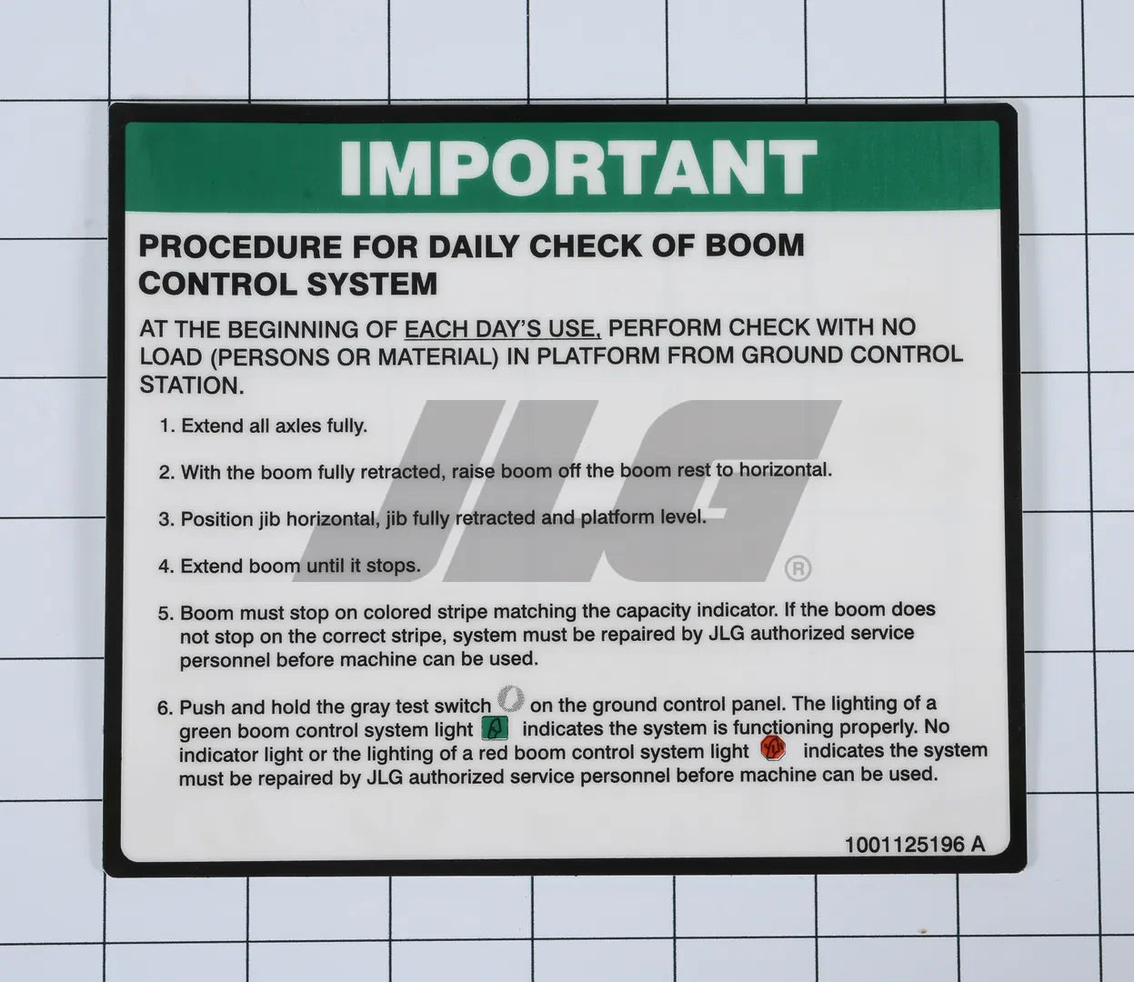 1001125196 Bcs Daily Check Decal | JLG