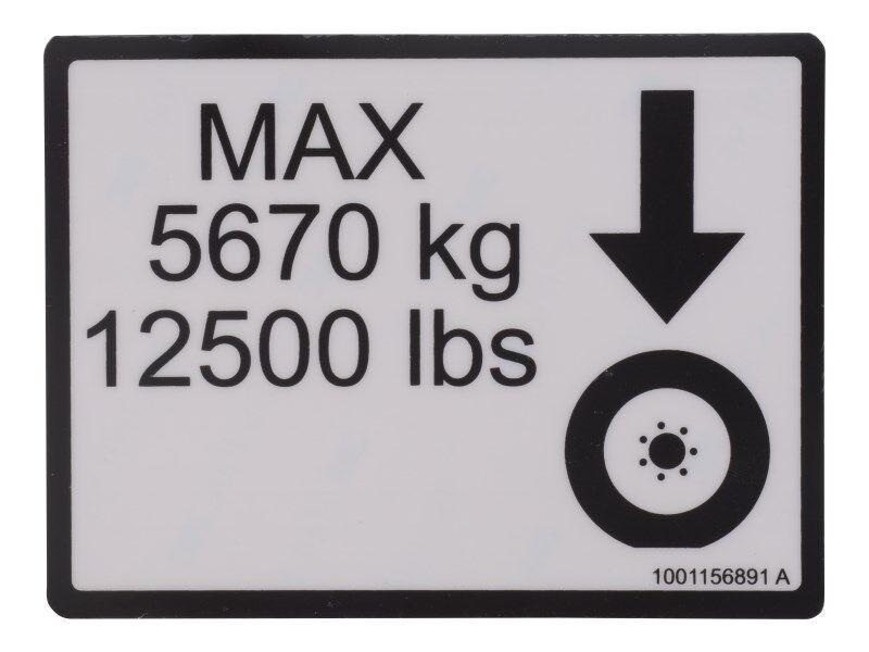 1001156891 Max Tire Load Decal | JLG