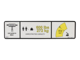 1001171337 Decal, Warning Max Cap. (Ansi) | JLG