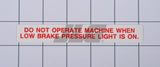 10124906 Decal, Low Brake Pressure Warn | JLG
