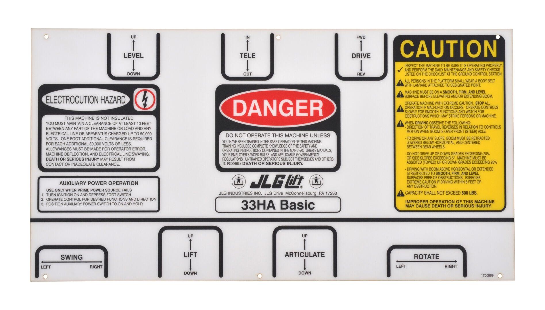 1700869 Console Decal | JLG
