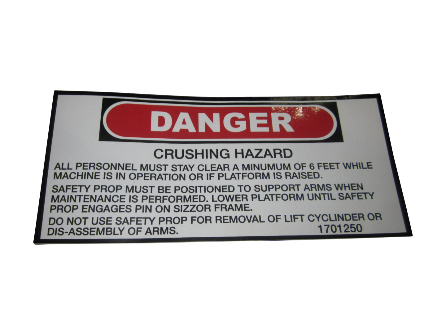 1701250 Danger Decal | JLG