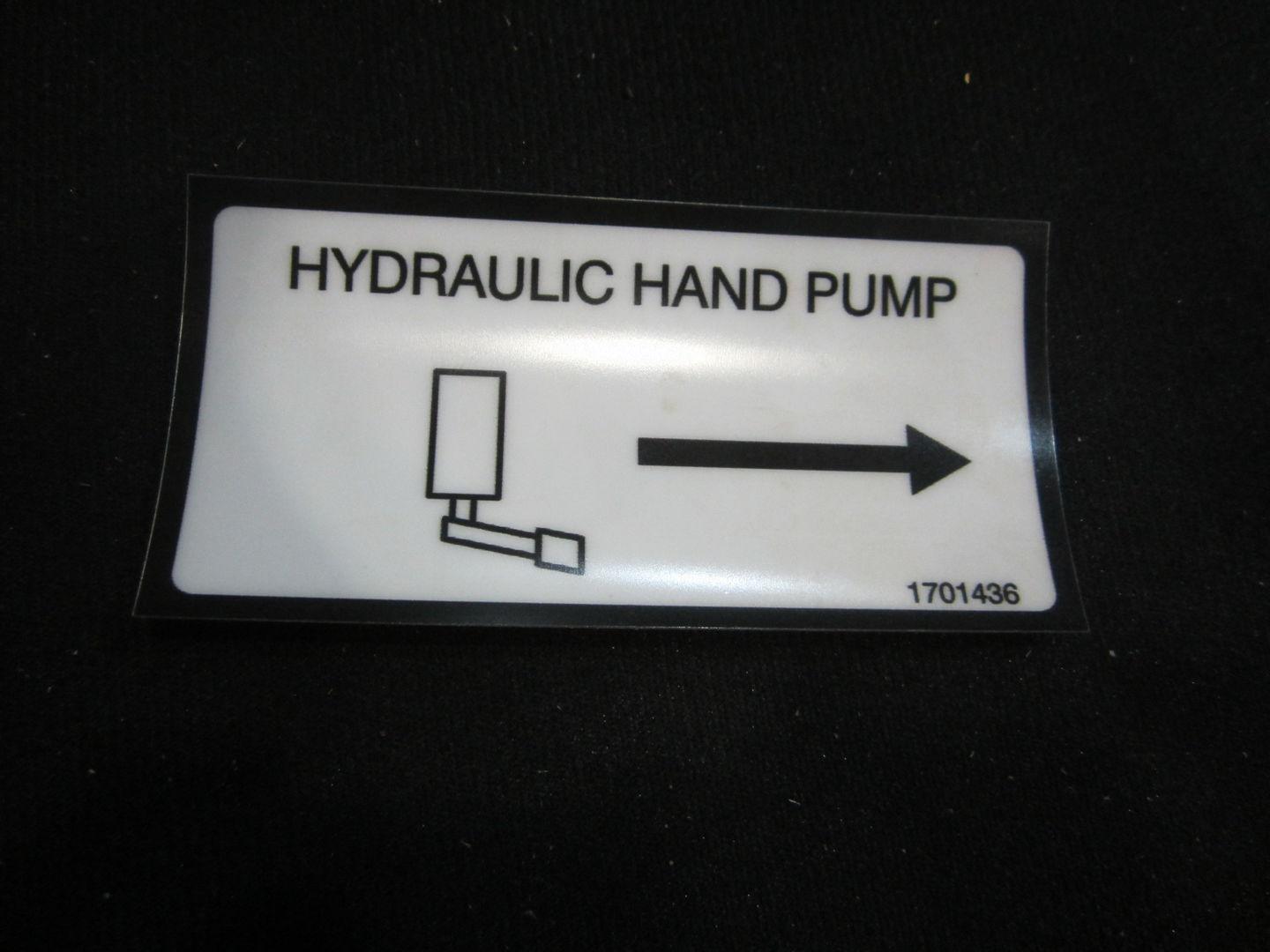 1701436 Hydraulic Hand Pump Decal | JLG