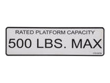1701678 Decal, 500 Lb. Cap. | JLG