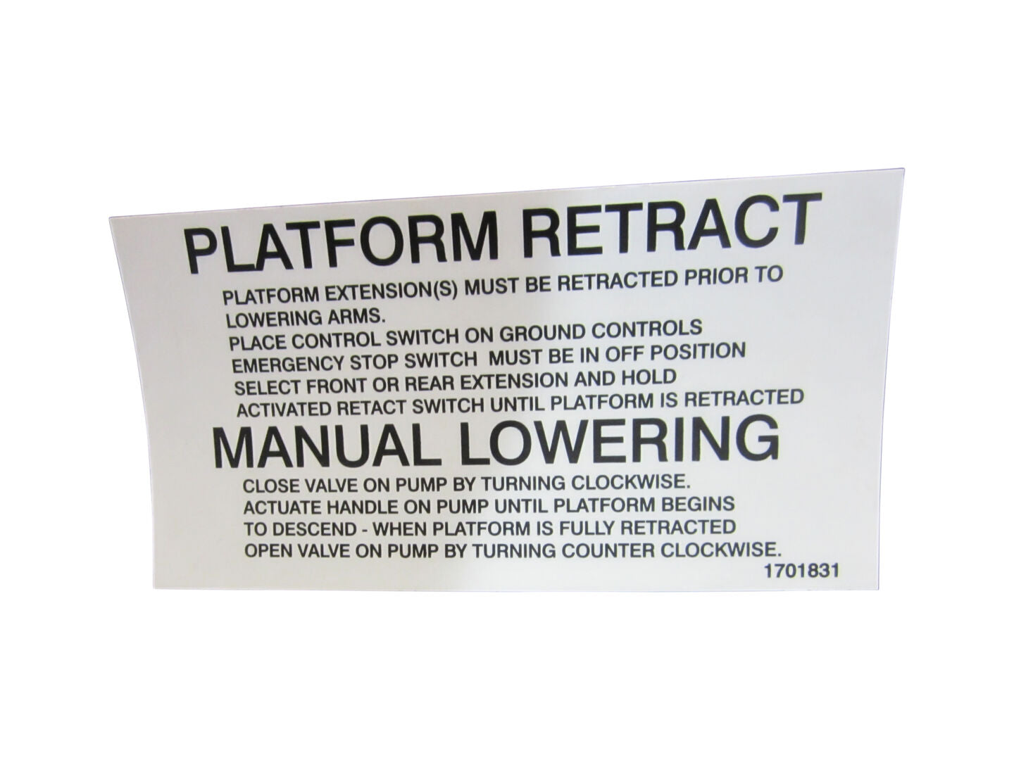 1701831 (Man Lowering) Decal | JLG