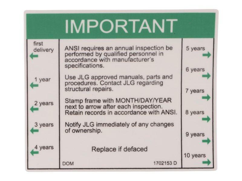 1702153 Inspection Decal | JLG