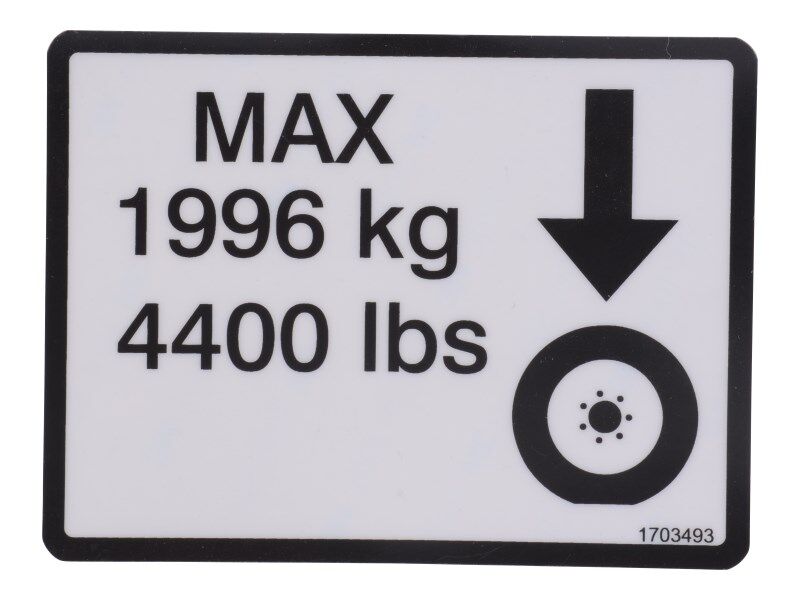 1703493 Max Wheel Load Decal | JLG