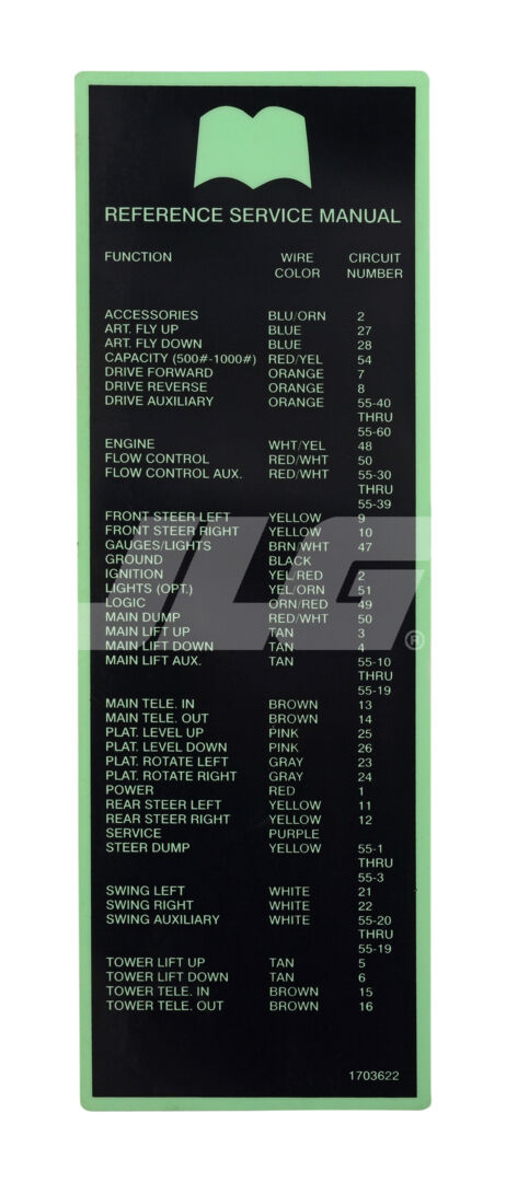 1703622 Service Manual Reference Decal | JLG
