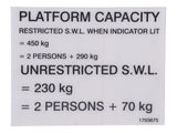 1703675 Decal, Platform Capacity | JLG