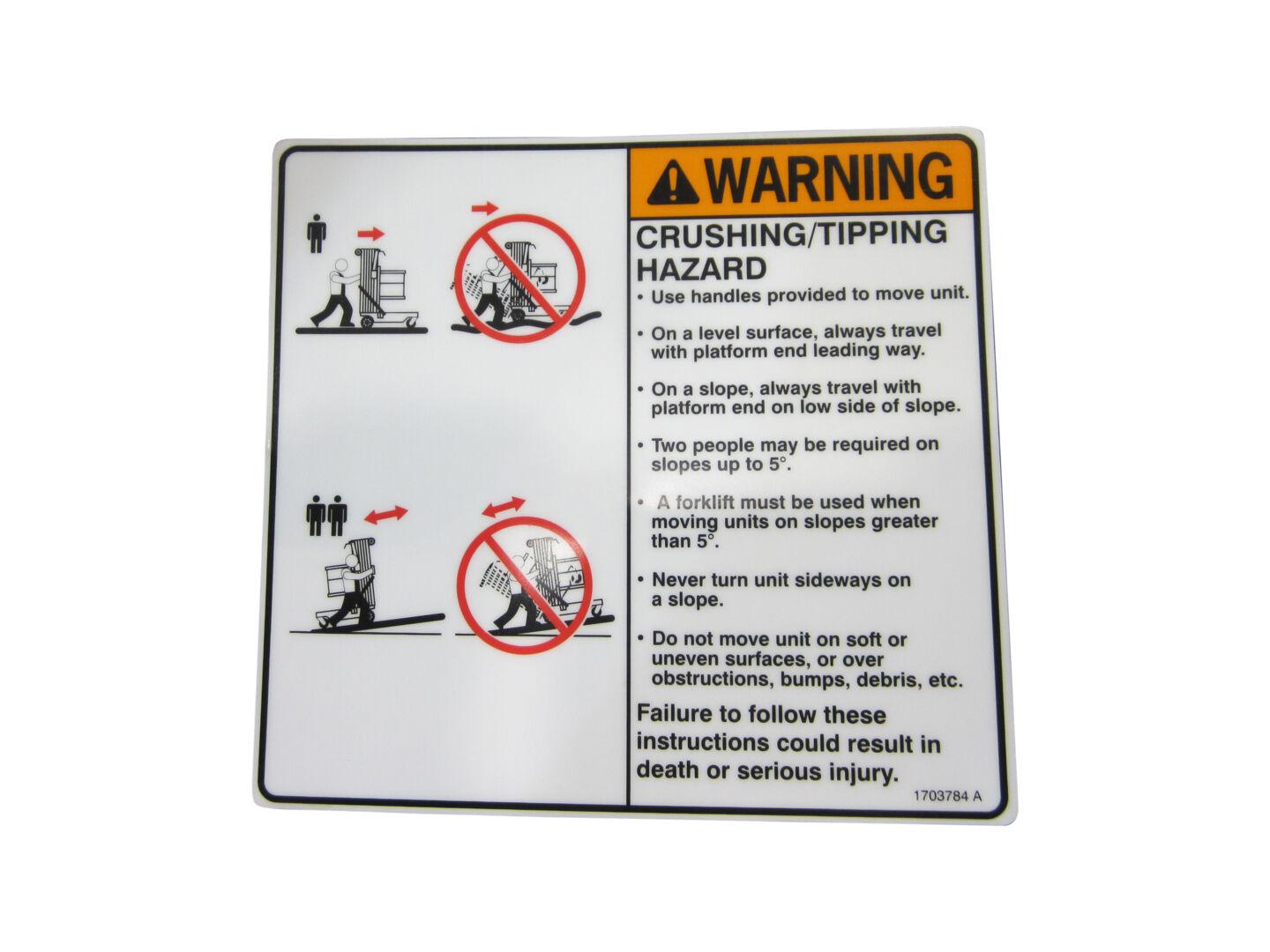 1703784 Warning-Crushing Decal | JLG