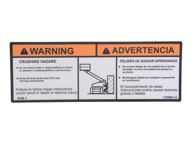 1703941 Warning Crushing (Dom2) Decal | JLG