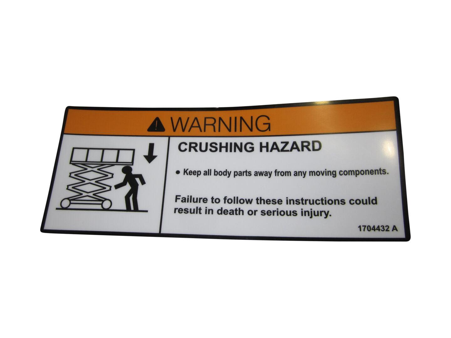 1704432 Warning Crushing Decal | JLG