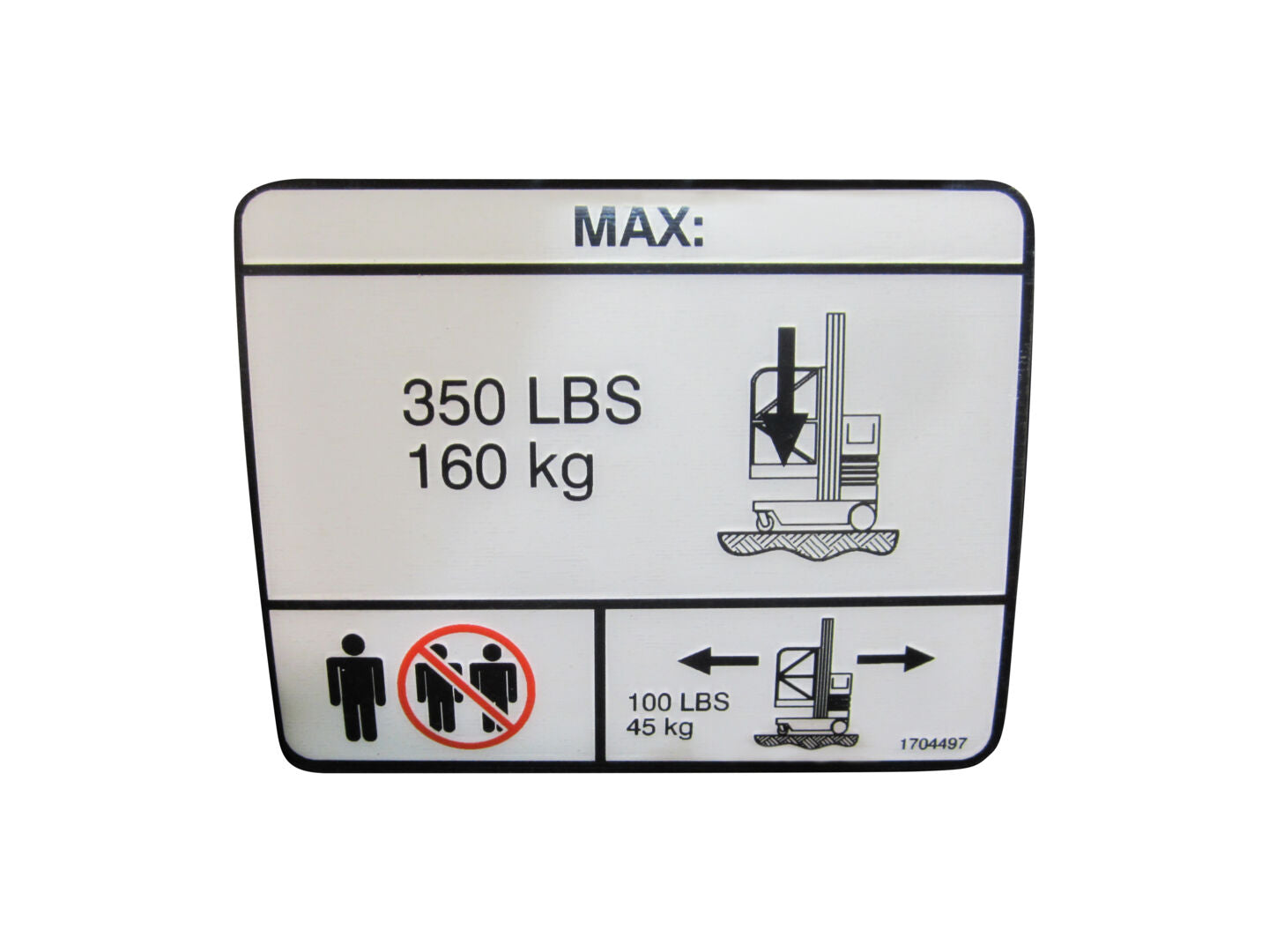 1704497 Capacity (Vp10/15 Ansi) Decal | JLG
