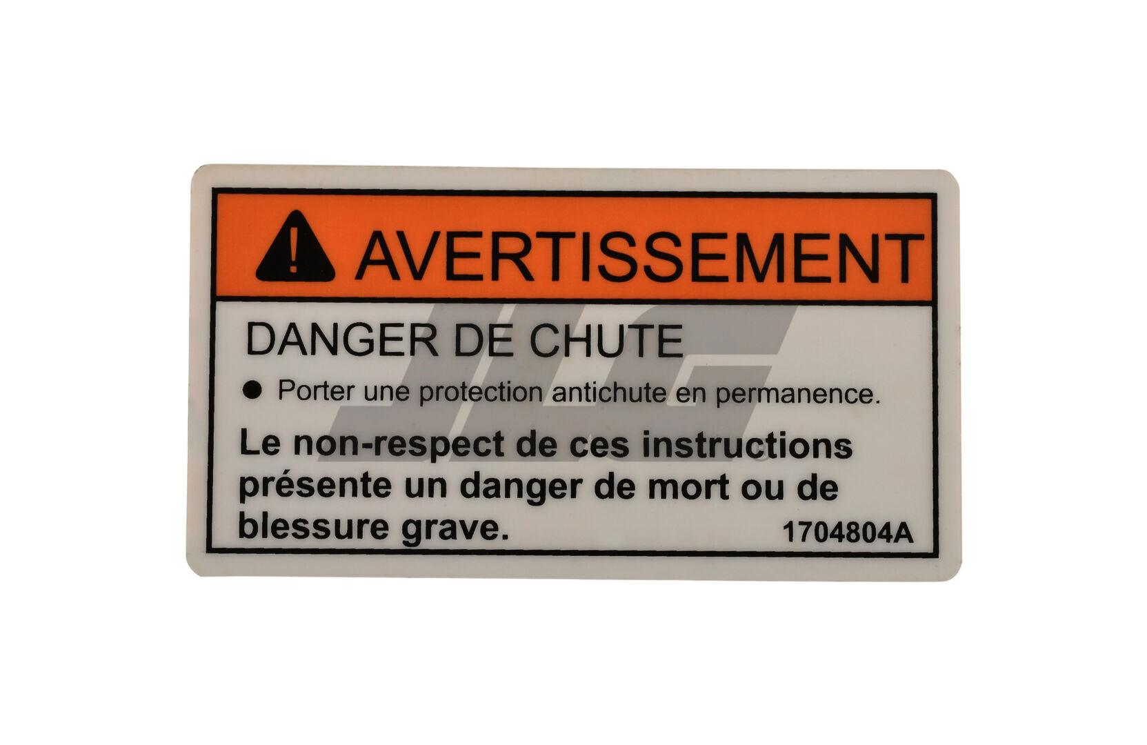 1704804 Warning Fall Hazard (Ca Decal | JLG