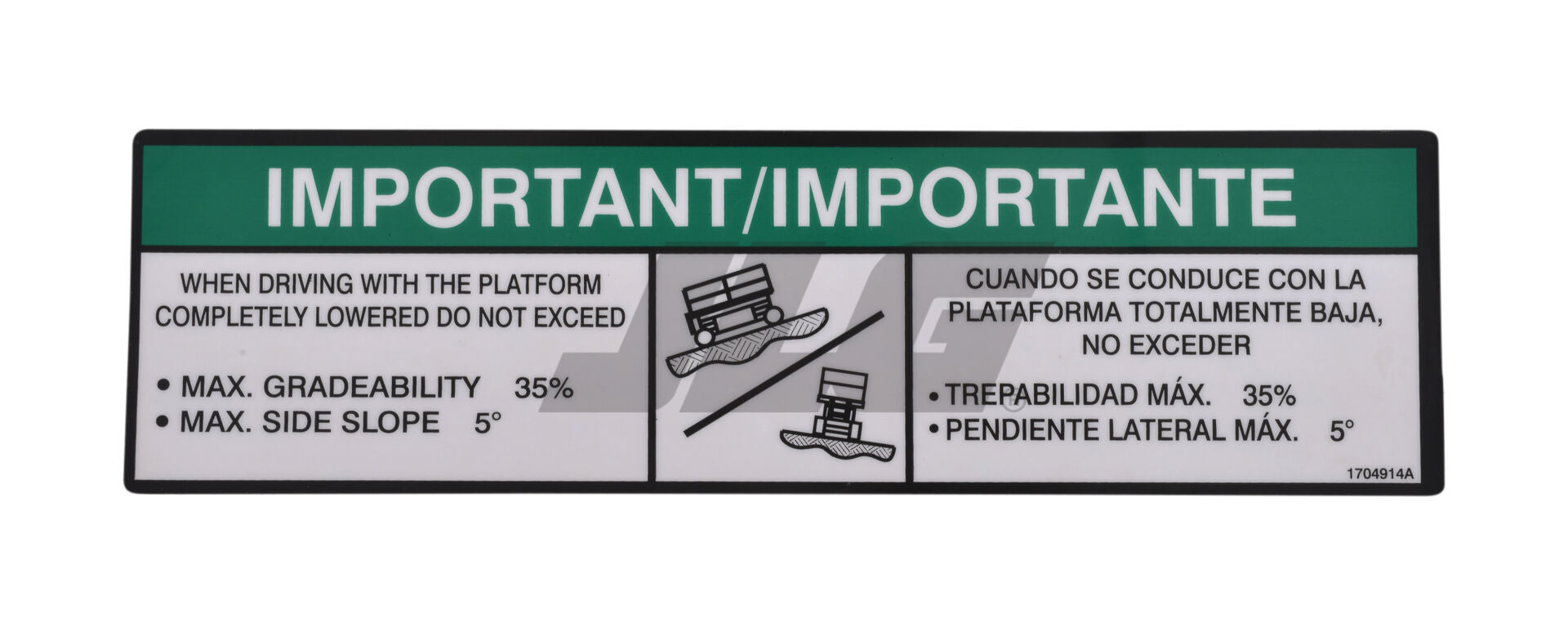 1704914 Gradeability Decal | JLG