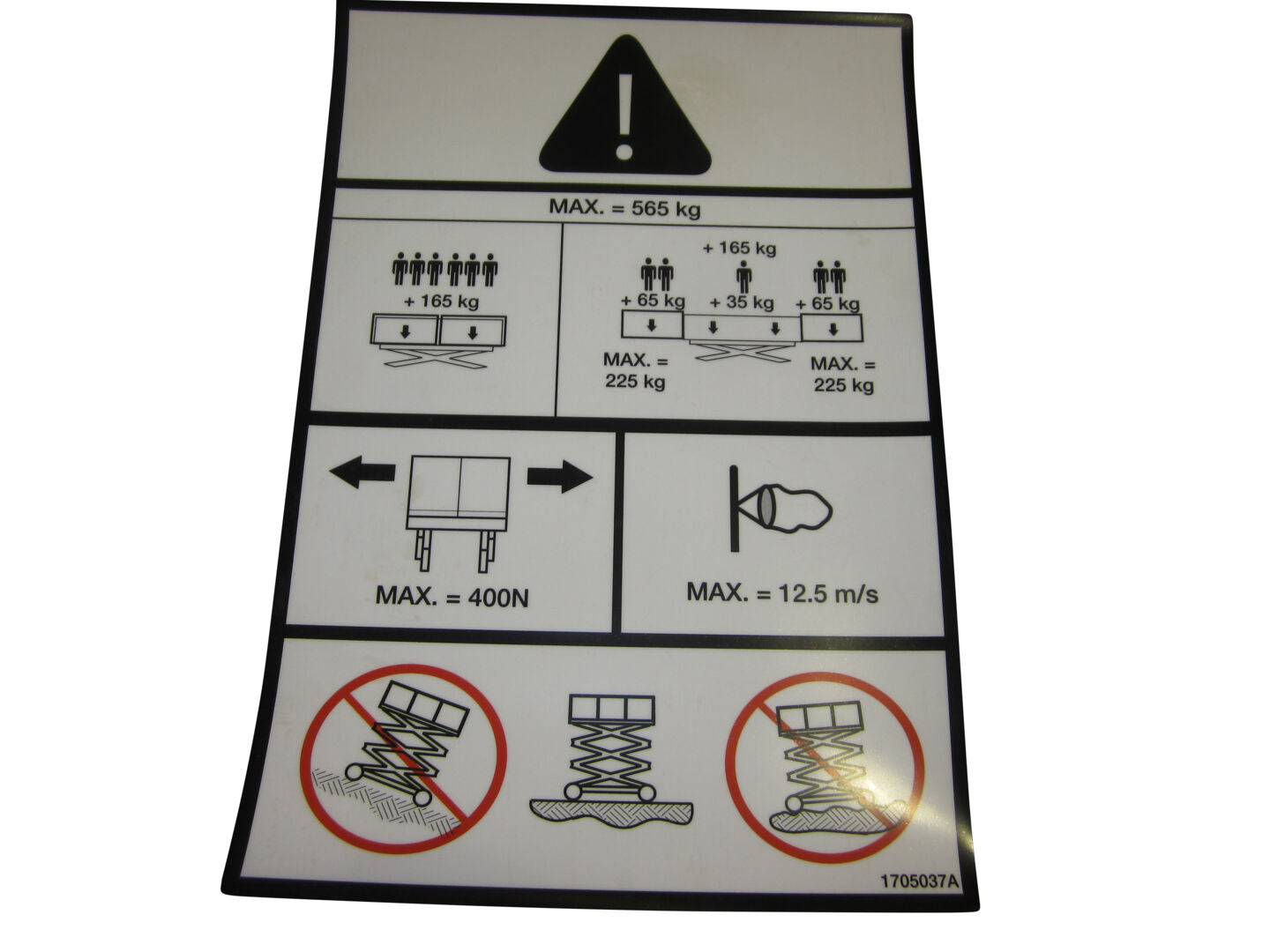 1705037 Cap (565Kg) (Dual Ext) Decal | JLG