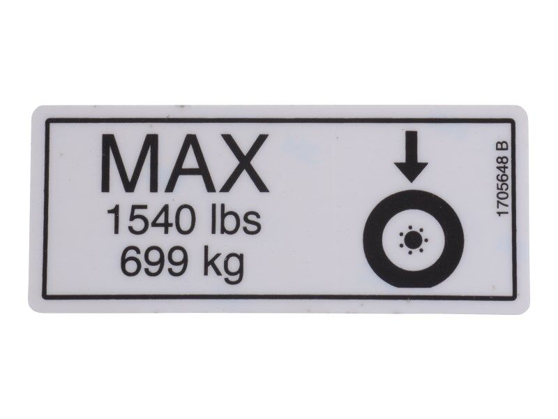 1705648 Tire Load (1540Lb/699Kg) Decal | JLG