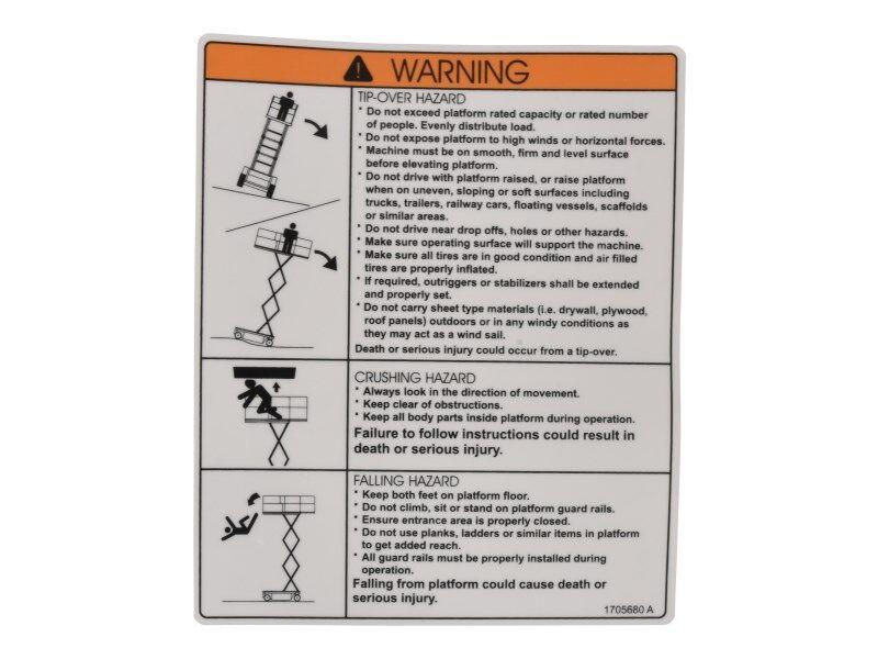1705680 Dang/Warn Decal | JLG