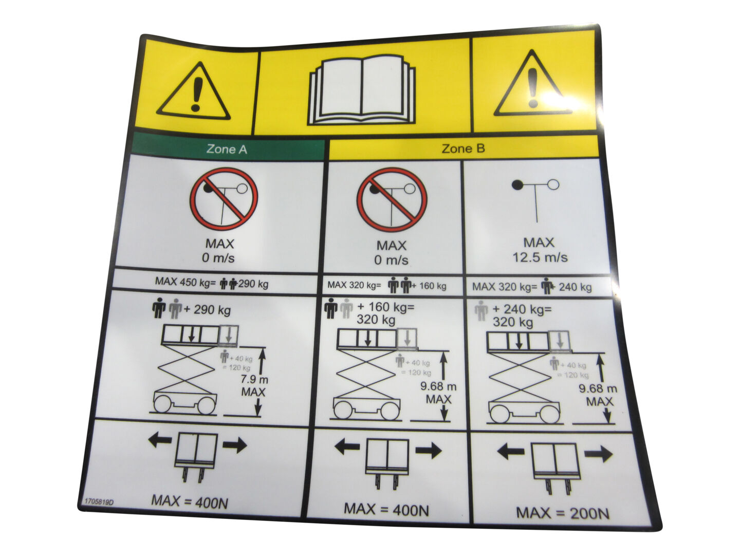 1705819 450Kg) Capacity (320Kg Decal | JLG