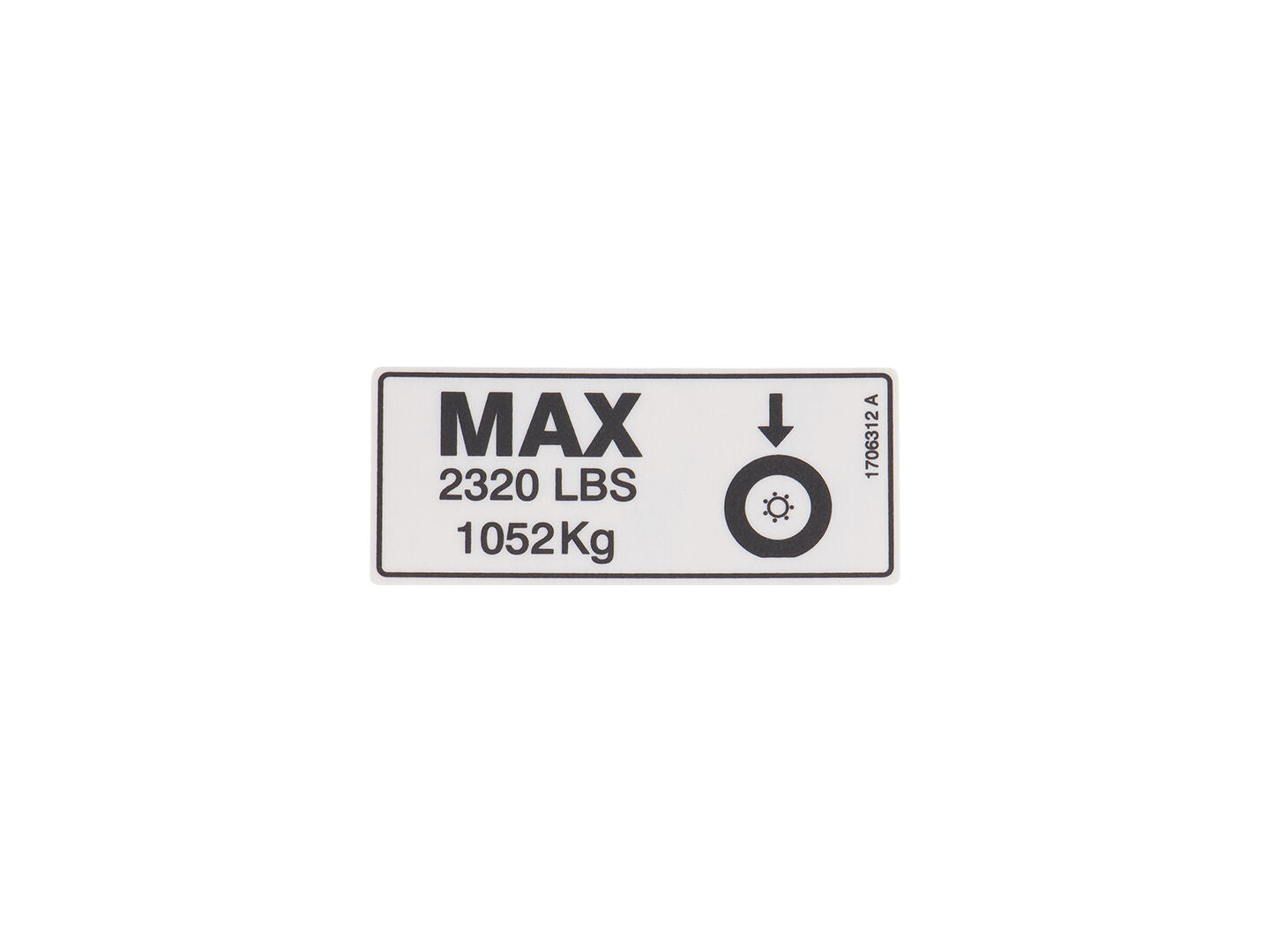 1706312 Tire Load (2320Lb/1052Kg) Decal | JLG