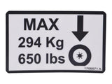 1706571 Decal, Max Tire Load (12Sp) | JLG
