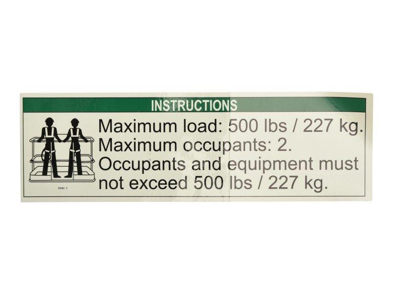 30080GT Notice Max Load 500Lbs | Genie