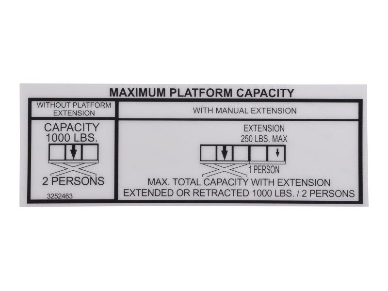 3252463 1000# Cap (D/C) Nameplate | JLG