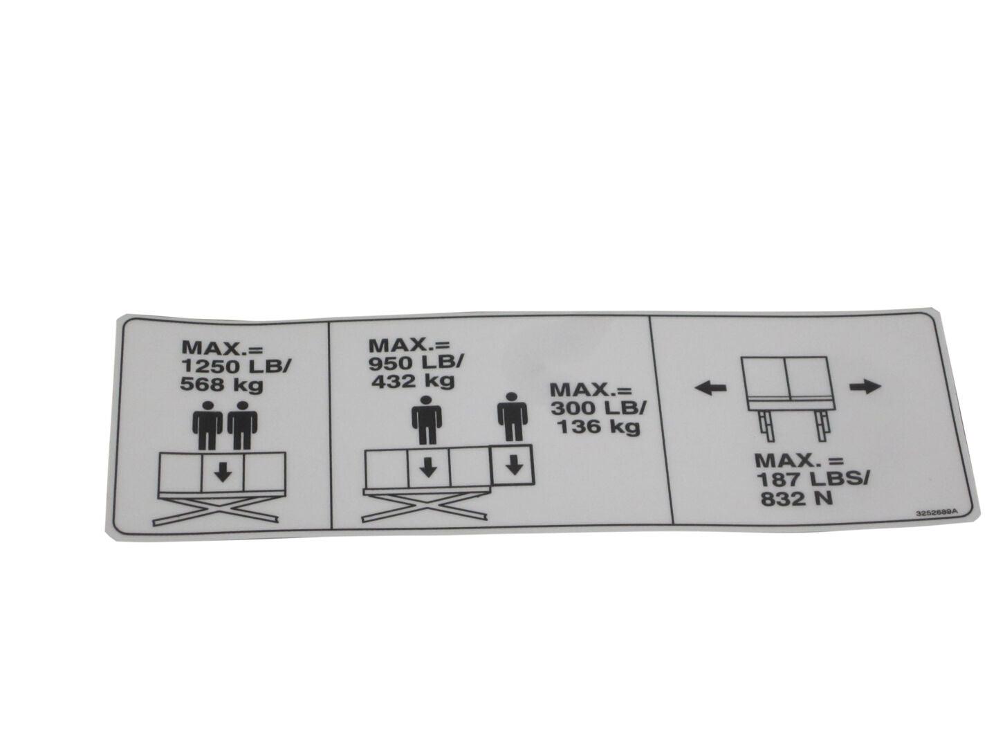 3252689 Capacity Nameplate | JLG