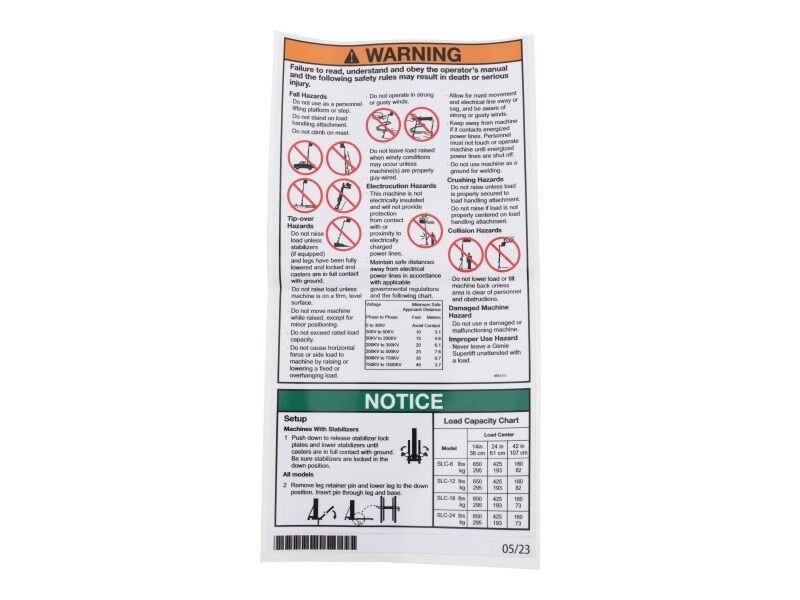 70046739 Warning Safety Decal | JLG