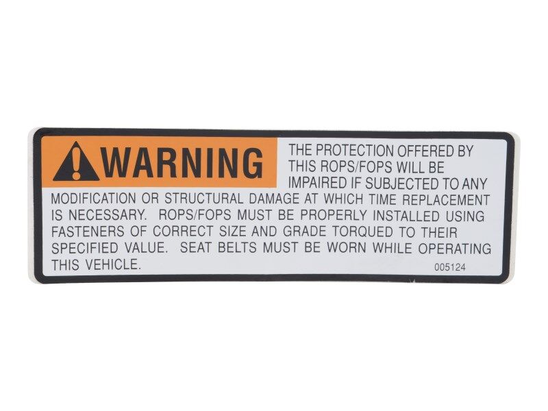 7029994 ROPS Fops Warning Decal | JLG