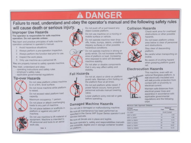 72844 Iwp Gen Safe Danger Decal | Genie