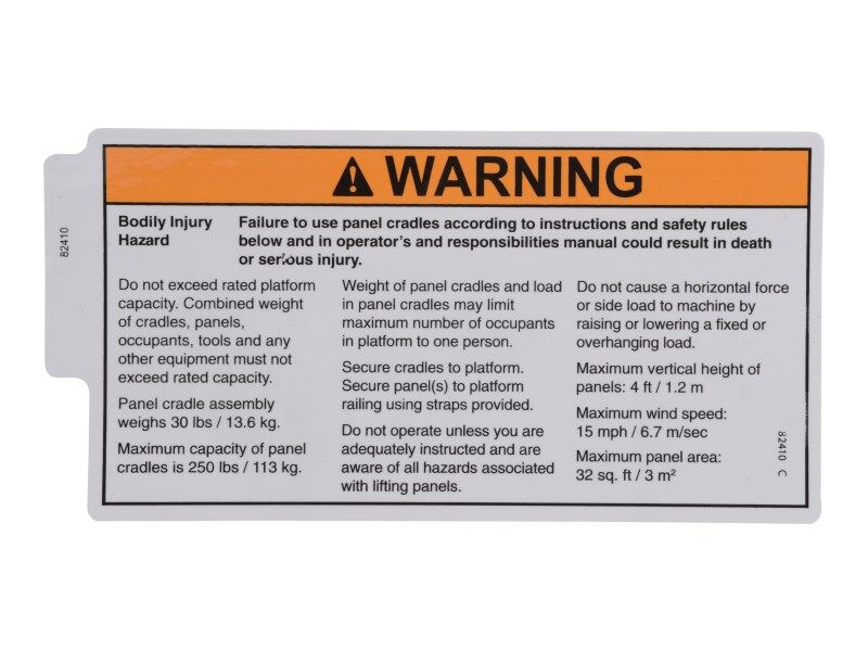 82410 Panel Cradle Warning Decal | Genie