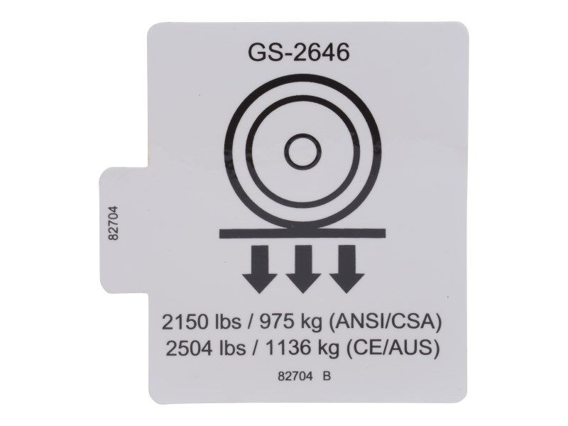 82704 Wheel Load 2646 Decal | Genie