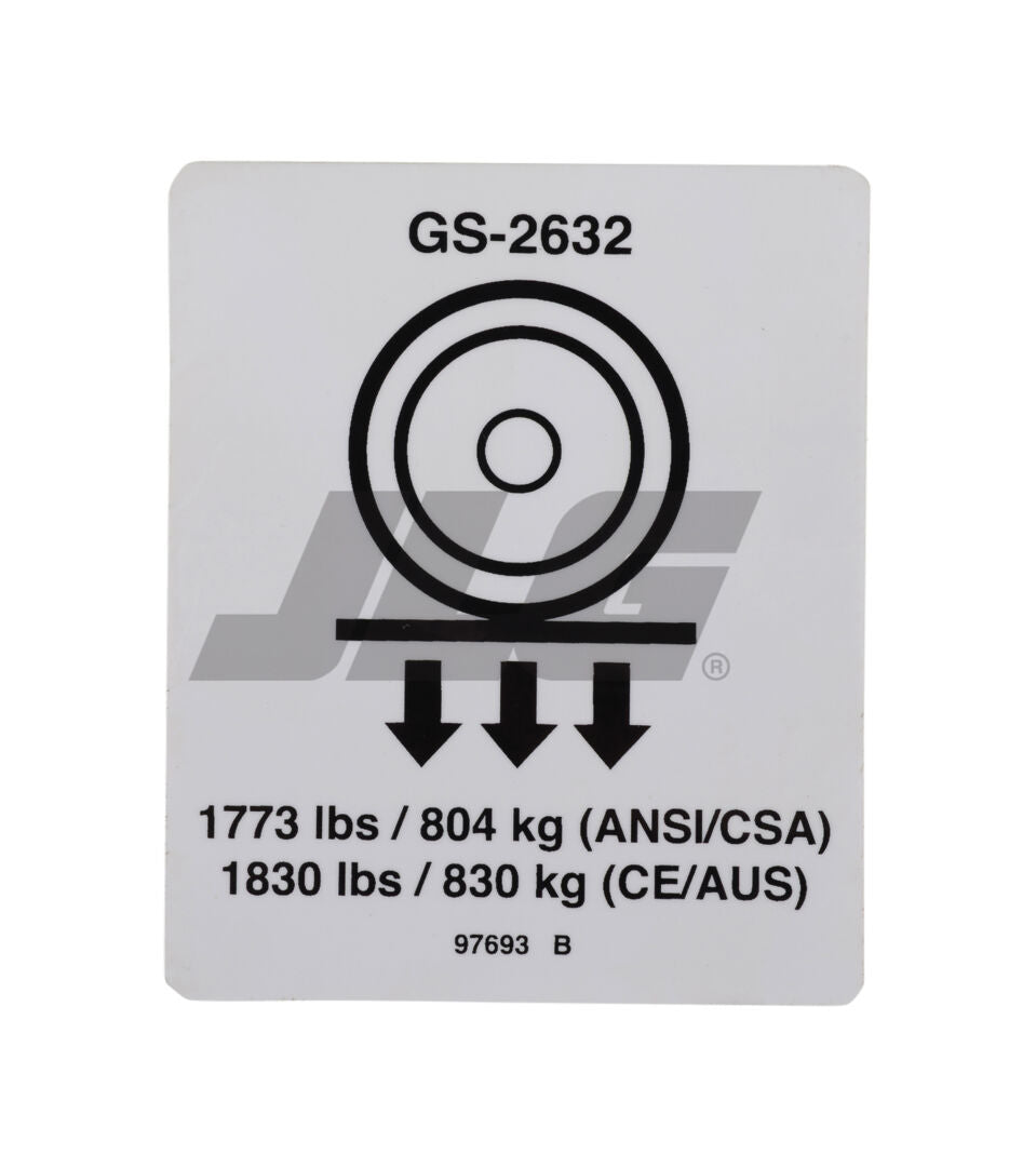 97693 Wheel Load 2632 Label | Genie