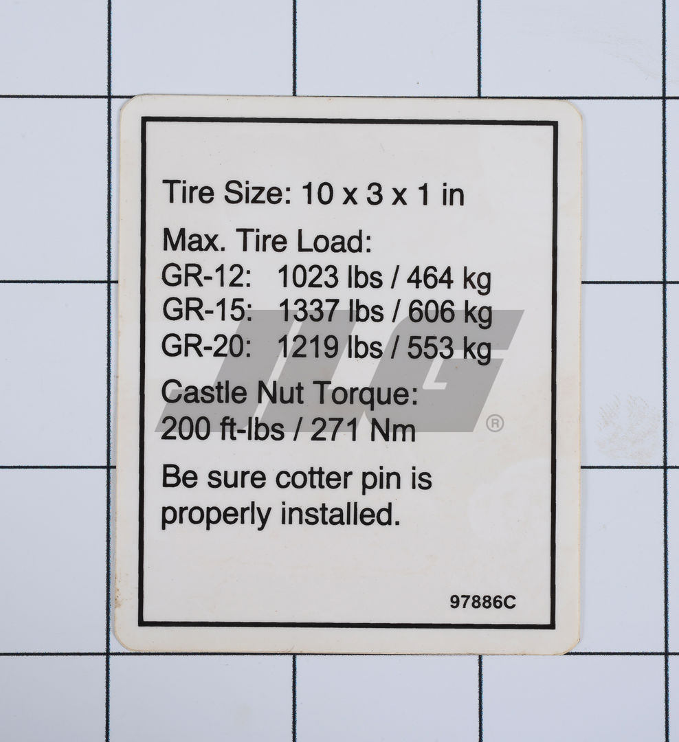 97886 Tire Specs Gr Label | Genie