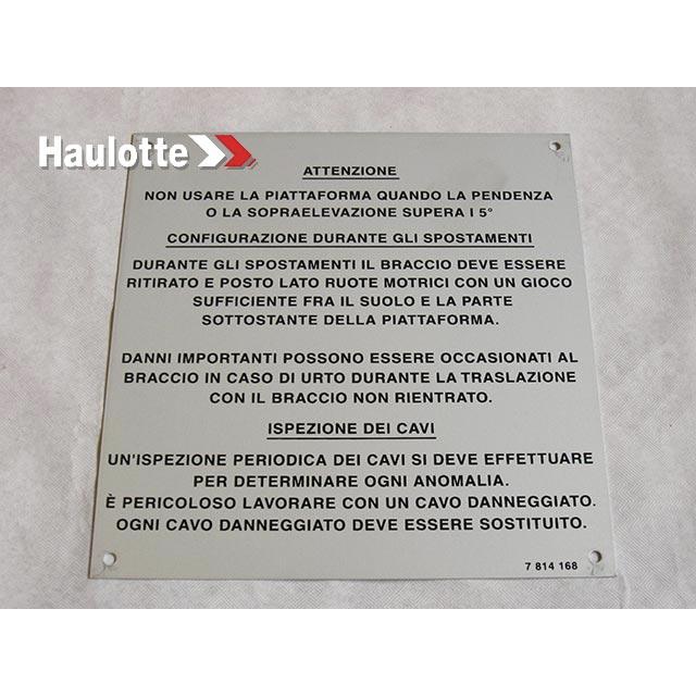 3078141680 Movement And Inspection Plate | Genuine Haulotte
