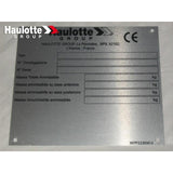 307P222030 Manufacturer Plate | Genuine Haulotte