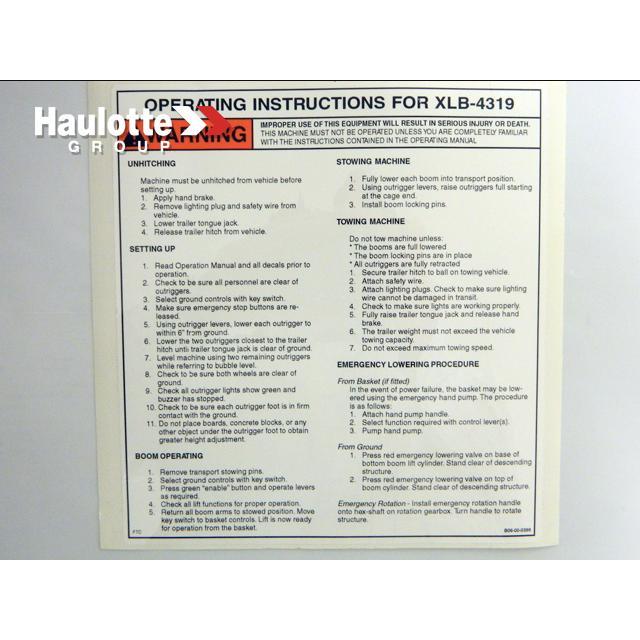 B06-00-0399 8-1/2Inw Decal-Abbr Oper Inst | Genuine Haulotte