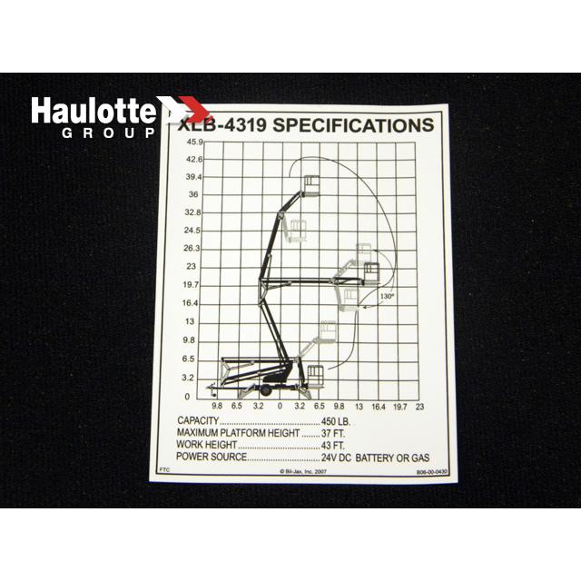 B06-00-0430 4 7/8Inw Decal-Xlb-4319 Specs | Genuine Haulotte