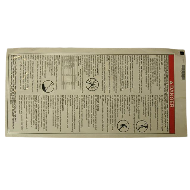 B06-00-0471-DE Blue & White Decal-Danger-Main Instruction/Hazard-Platform-German-7.5X15.5 | Genuine Haulotte