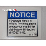B06-00-0473 Decal-Notice-Operator Manual Missing | Genuine Haulotte