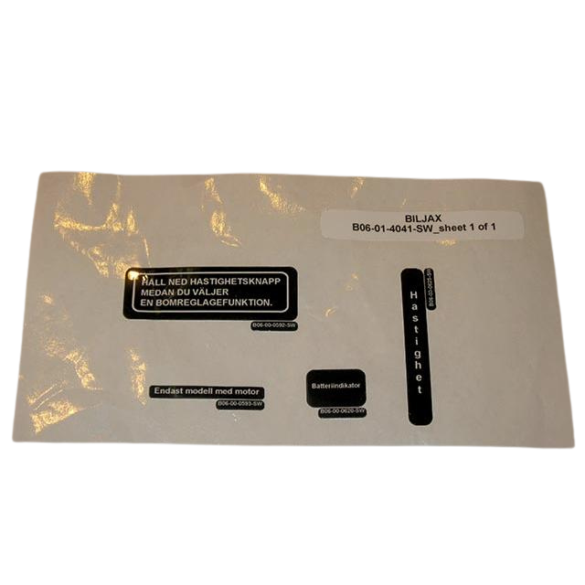 B06-01-4041-SW Decal Kit-Upper Controls Overlay-Swedish Translation (5 Per Sheet) | Genuine Haulotte