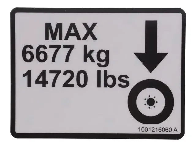 1001216060 MAX TIRE LOAD DECAL | JLG