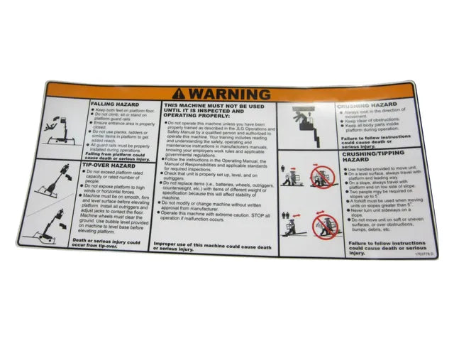 1703778 WARNING-COMBINATION DECAL | JLG